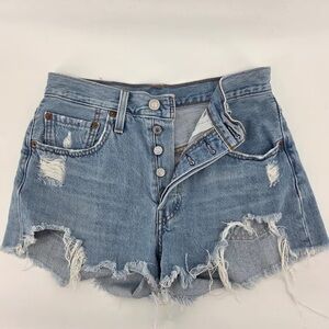 Levi's Light Blue Distressed Jean Shorts